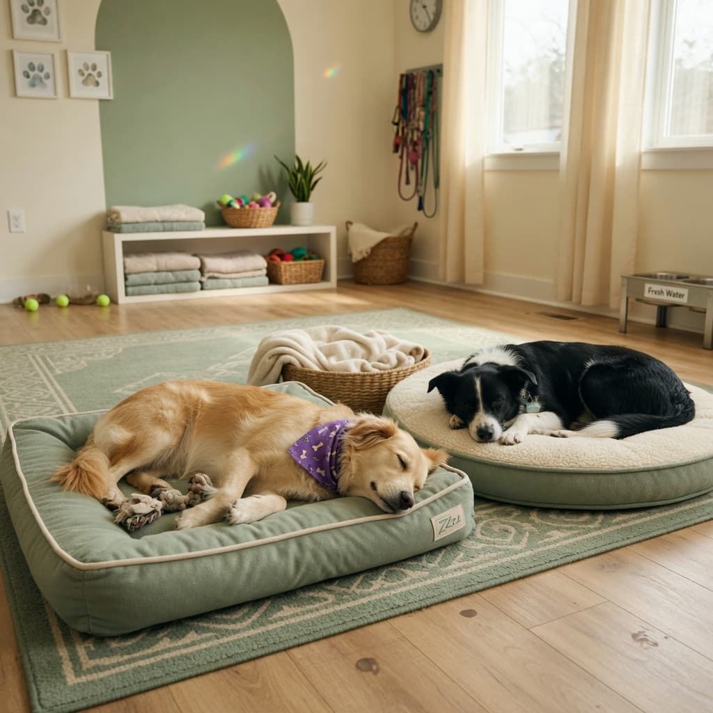 Cães descansando após brincadeira